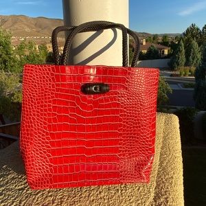 Red Crocodile Purse with Wallet Pouch